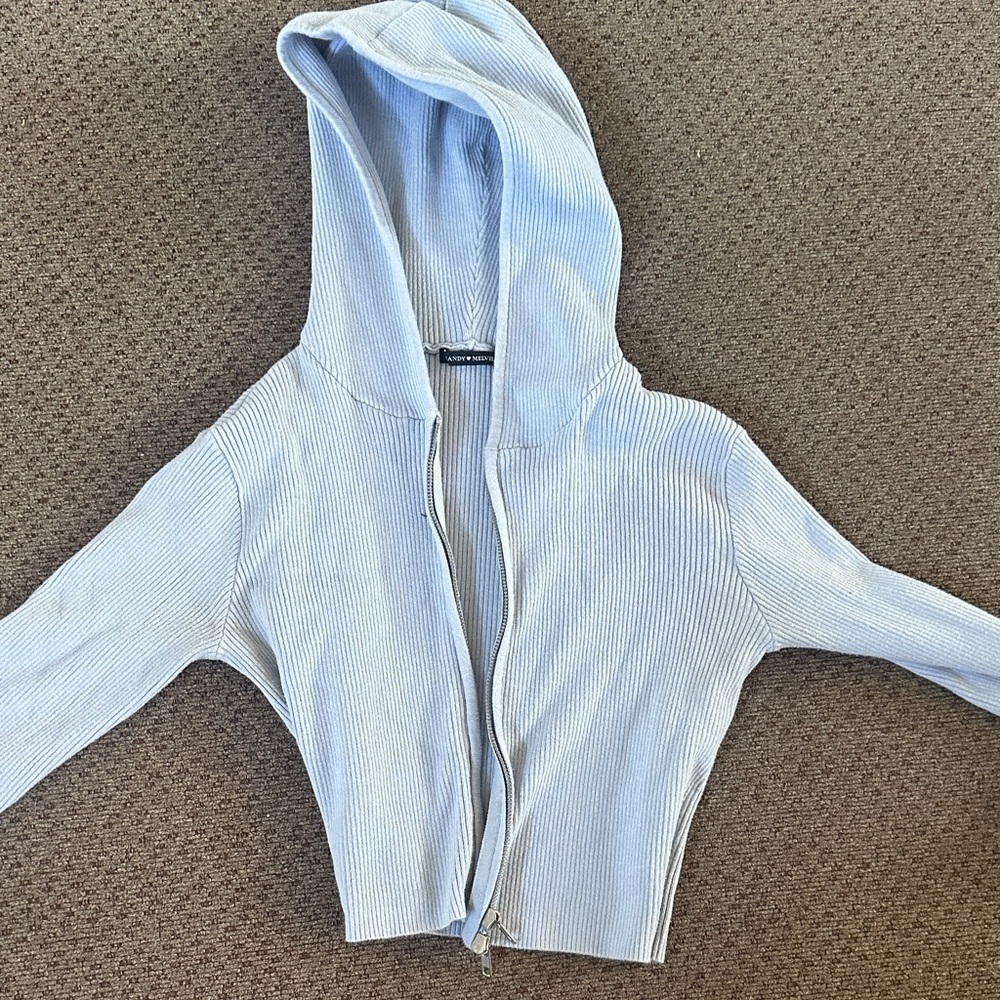 Brandy Melville Light Gray Hooded Jacket